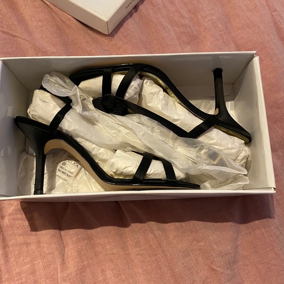 Vintage Black silk strap heels 80’s - Picture 7 of 8